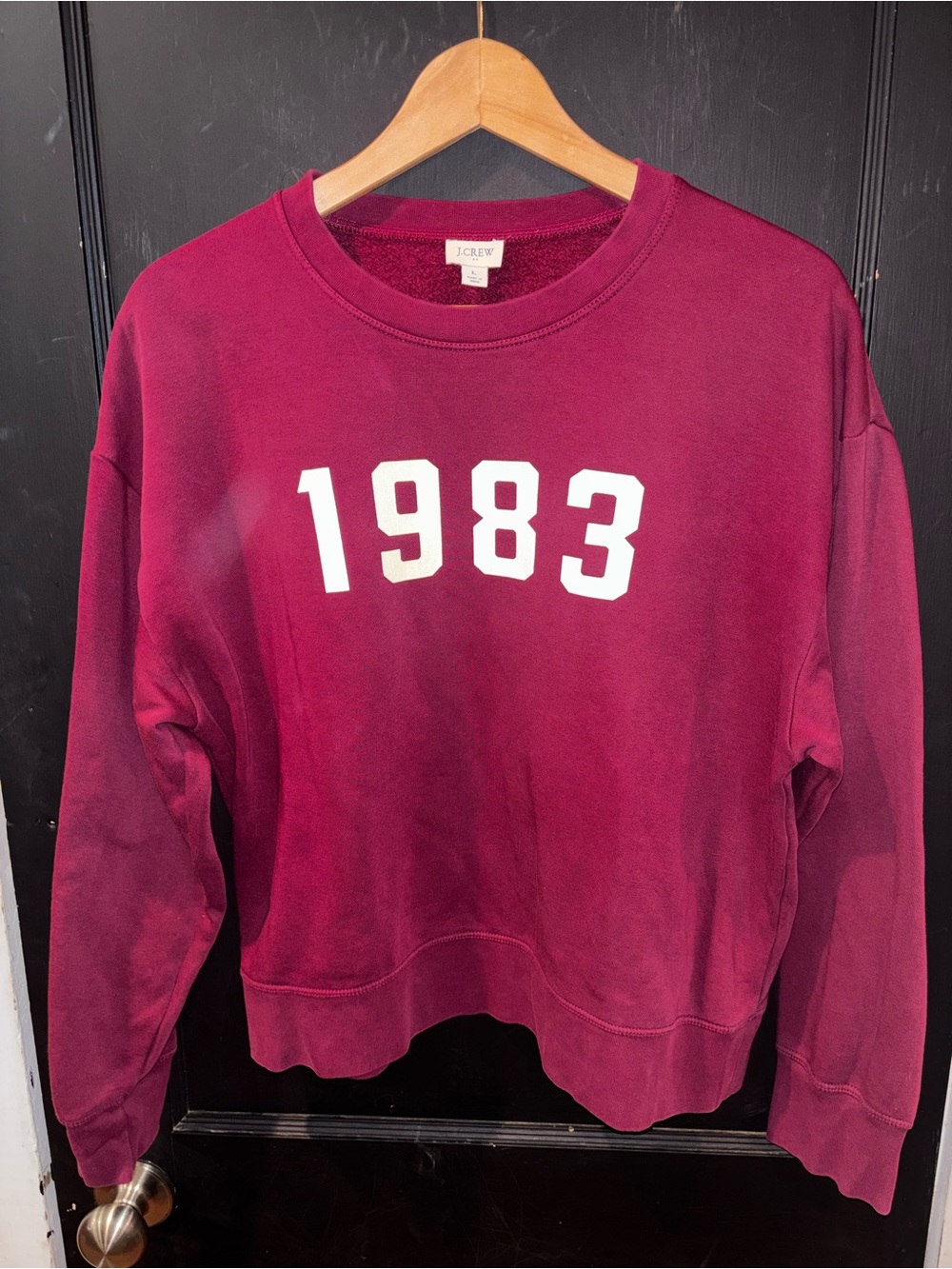 J.Crew 1983 Maroon Crewneck Sweatshirt Cropped Size Large
